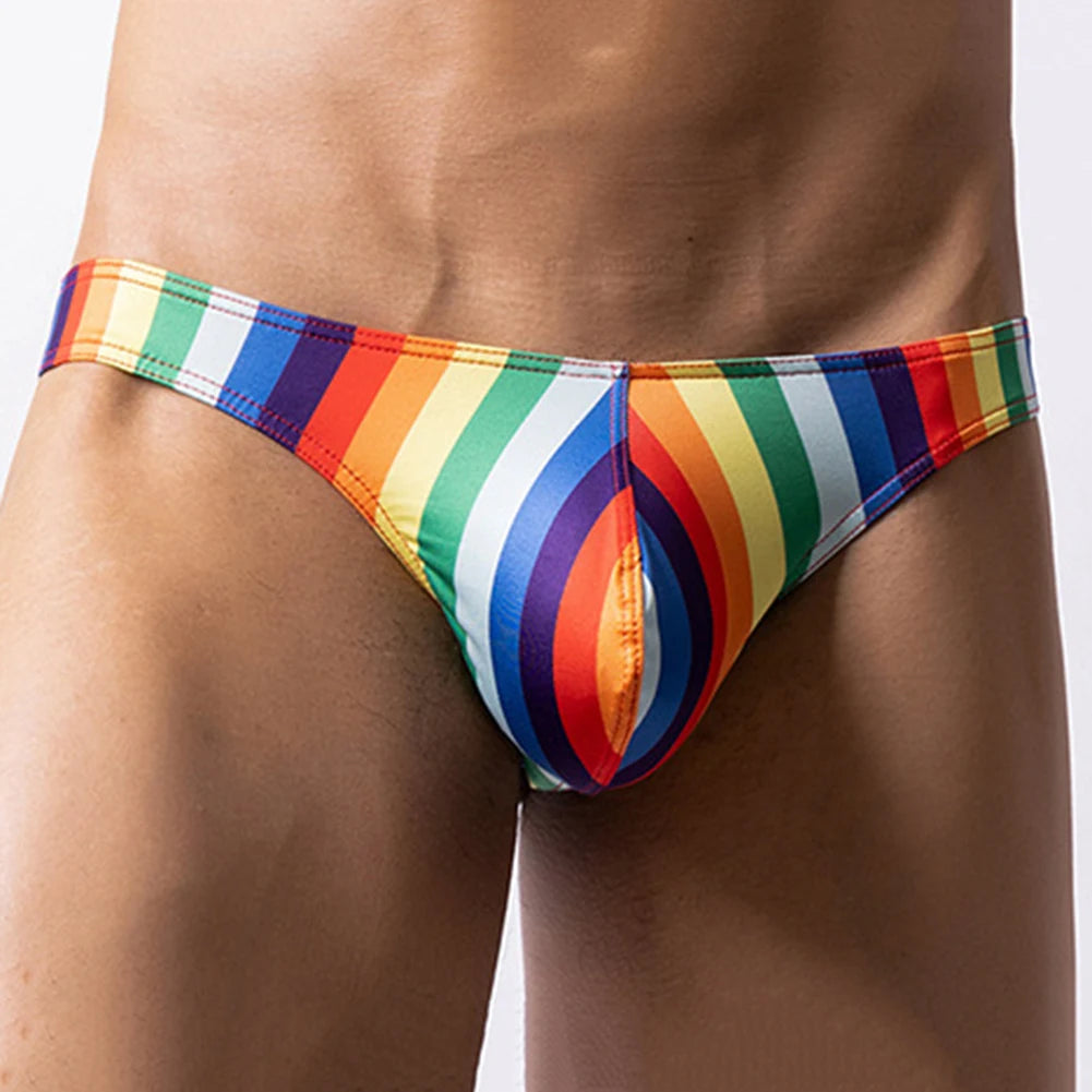 Tanga bulge hombre rayas arco iris