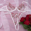 Conjunto sujetador y tanga red con flores
