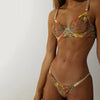 Conjunto sujetador y tanga flores transparente