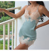 Conjunto camison y tanga raso con encaje