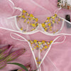 Conjunto sujetador y tanga red con flores