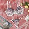 Conjunto sujetador y tanga red con flores