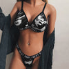 Conjunto sujetador y tanga elastico ancho camuflaje