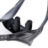 Tanga cuero ajustable con doble consolador interior