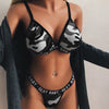 Conjunto sujetador y tanga elastico ancho camuflaje
