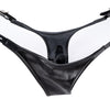 Tanga cuero ajustable con doble consolador interior