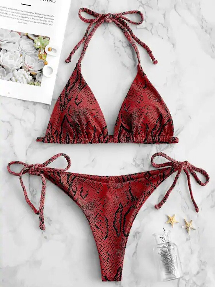 Bikini brasileño serpiente atado