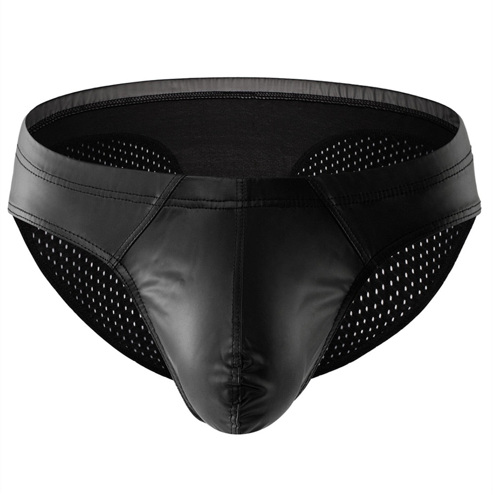 Slip bulge piel con trasero red - Slip - atrevido, bulge, Hombre, leather, Piel, red, sexy - 365Briefs -