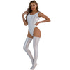 Conjunto bañador/malla brillante lycra con medias altas lycra