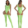 Conjunto bañador/malla brillante lycra con medias altas lycra