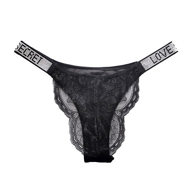 Tanga brasileña terciopelo con encaje trasero Love Secret - Tanga - atrevido, brasileño, encaje, Mujer, tanga, tradicional - 365Briefs -