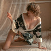 Kimono japonés seda con tanga a juego - Camison - atrevido, Mujer, seda, sleep, tanga, tradicional - 365Briefs -