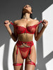 Yimunancy Conjunto sujetador tanga y liguero red con cadenas - Conjunto - atrevido, conjunto, encaje, liguero, Mujer, red, sexy, sujetador - 365Briefs -