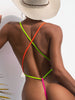 Mini bikini tanga neon tiras cruzadas ajustables