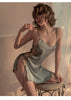 Conjunto camisón y tanga saten atado lateral