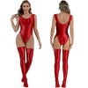 Conjunto bañador/malla brillante lycra con medias altas lycra