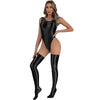Conjunto bañador/malla brillante lycra con medias altas lycra