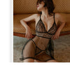 Conjunto camison y tanga transparentes con encaje