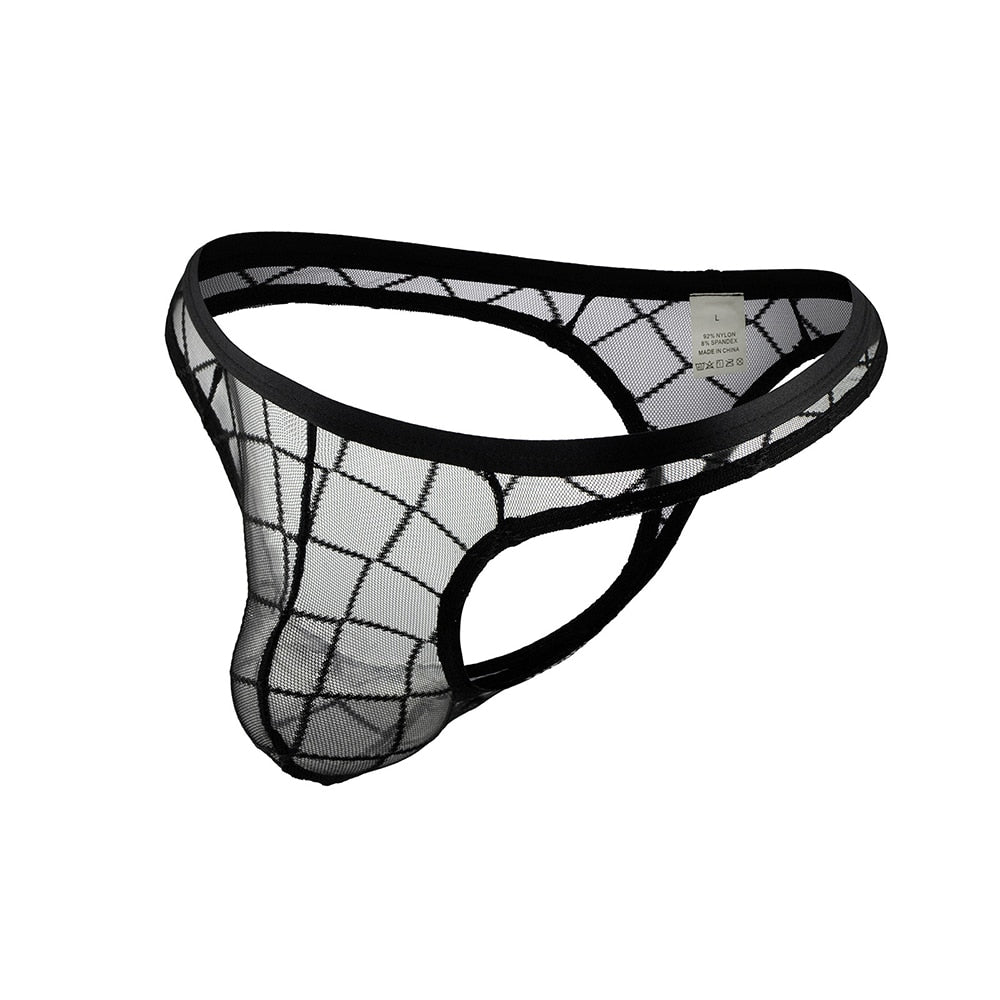 Transparenter, quadratischer Netz-Tanga für Herren