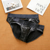 Slip piel brillante con apertura - Slip - abierto, atrevido, brillante, bulge, comfort, cómodo, Hombre, leather, metalico, Piel, tradicional - 365Briefs -