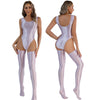 Conjunto bañador/malla brillante lycra con medias altas lycra