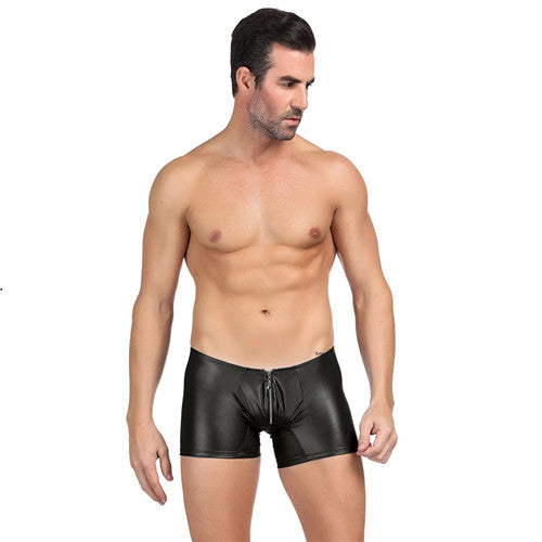 Boxer piel con cremallera - Boxer - atado, atrevido, autopostr_pinterest_48602, boxer, cremallera, Hombre, leather, piel, tradicional - 365Briefs -