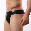 Slip brasileño de piel con anilla - Bikini - atrevido, autopostr_pinterest_48603, bikini, Hombre, leather, piel, tradicional - 365Briefs -