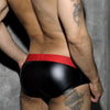 Slip de piel con cintura de color - Bikini - atrevido, bikini, Hombre, leather, piel, sexy - 365Briefs -