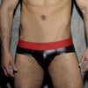 Slip de piel con cintura de color - Bikini - atrevido, bikini, Hombre, leather, piel, sexy - 365Briefs -