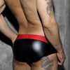 Slip de piel con cintura de color - Bikini - atrevido, bikini, Hombre, leather, piel, sexy - 365Briefs -