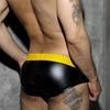 Slip de piel con cintura de color - Bikini - atrevido, bikini, Hombre, leather, piel, sexy - 365Briefs -
