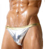 Bikini brasileño plateado con cintura fina dorada - Bañador - atrevido, autopostr_pinterest_48603, bañadores, bikini, bulge, Hombre, metalico, sexy - 365Briefs -